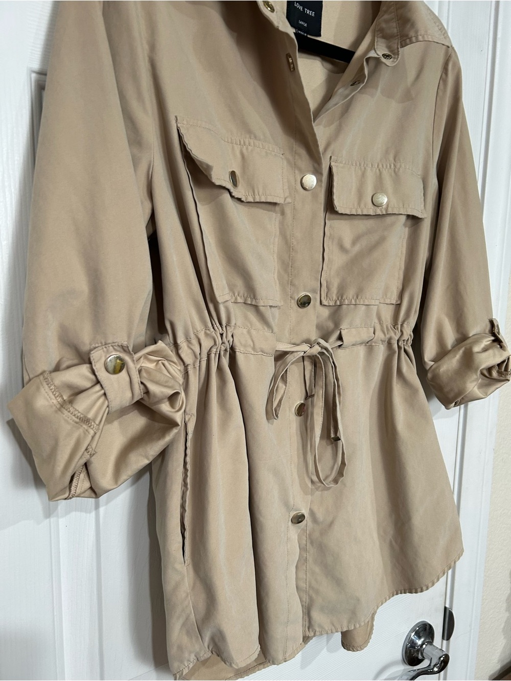 Love Tree Tan Drawstring Utility Jacket - Picture 3 of 7